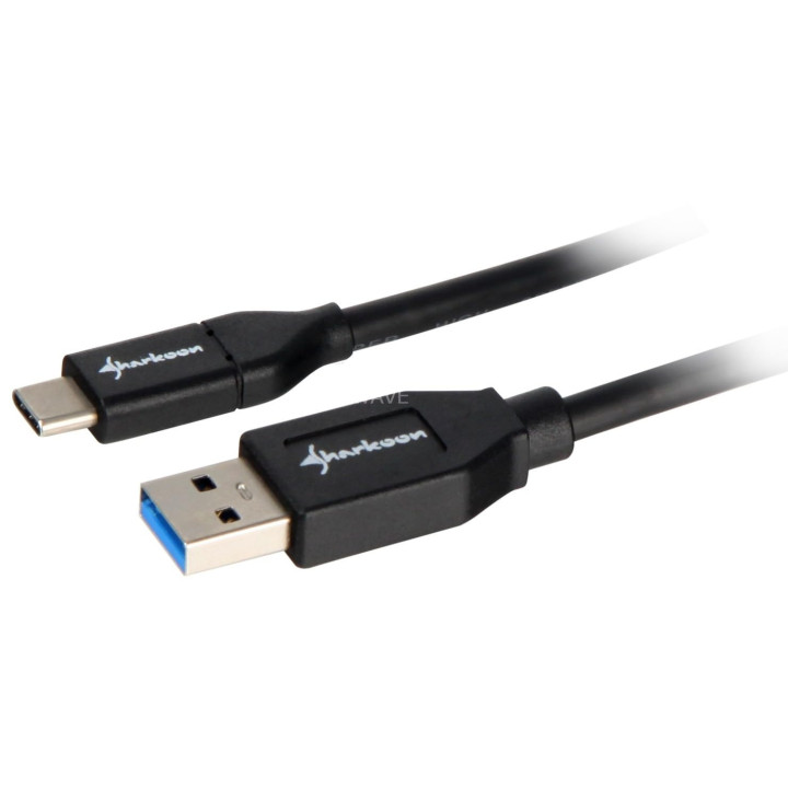 Cabo Sharkoon USB 3.2 (Gen. 2) A Macho p/ USB-C Macho 1m Preto