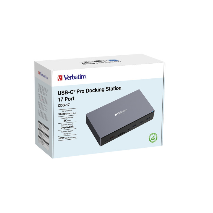 Verbatim CDS-17 Com fios USB 3.2 Gen 1 (3.1 Gen 1) Type-C Preto, Cinzento