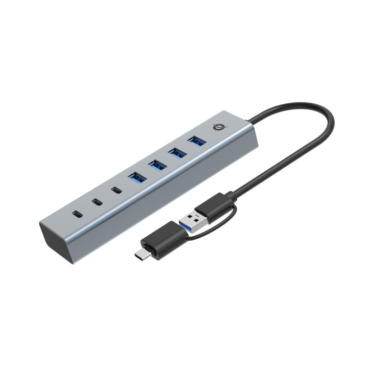Conceptronic HUBBIES20GP hub de interface USB 3.2 Gen 1 (3.1 Gen 1) Type-C 5000 Mbit s Cinzento