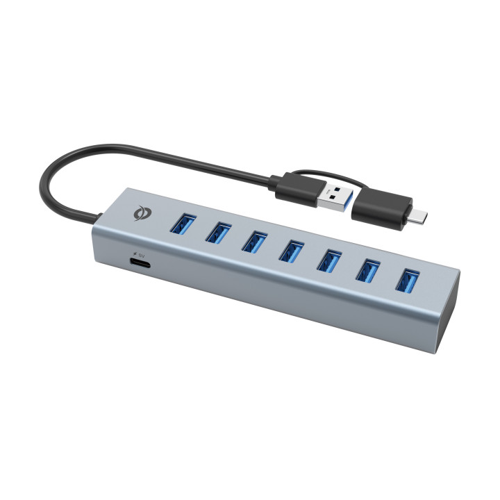 Conceptronic HUBBIES21G hub de interface USB 3.2 Gen 1 (3.1 Gen 1) Type-A 5000 Mbit s Cinzento