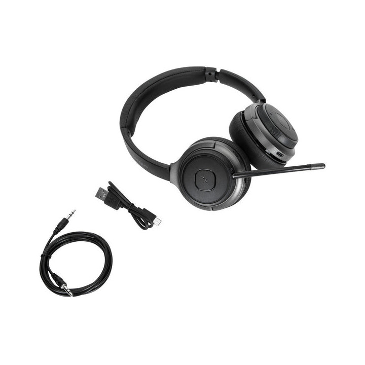 Targus AEH104GL auscultador Auscultadores Com fios e sem fios Fita de cabeça Chamadas Música USB Type-C Bluetooth Preto