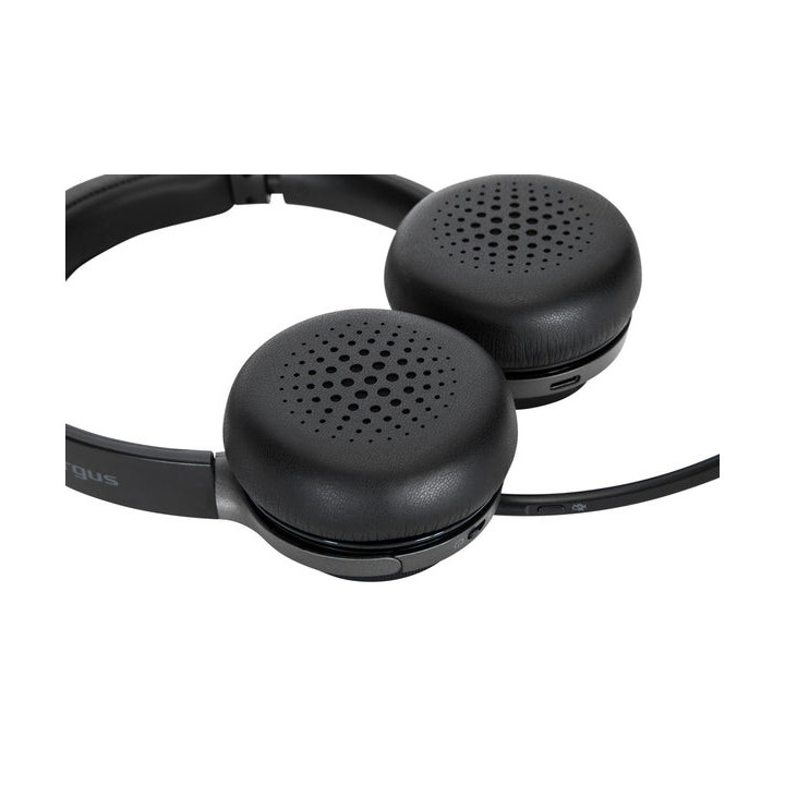 Targus AEH104GL auscultador Auscultadores Com fios e sem fios Fita de cabeça Chamadas Música USB Type-C Bluetooth Preto