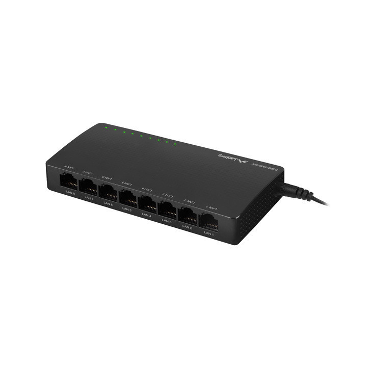 Lanberg DSP2-1008-12V switch de rede Não-gerido Gigabit Ethernet (10 100 1000) Preto