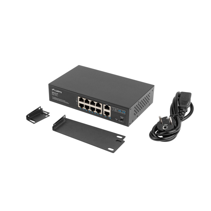 Lanberg RSFE-8P-2GE-120 switch de rede Não-gerido Gigabit Ethernet (10 100 1000) Power over Ethernet (PoE) 1U Preto