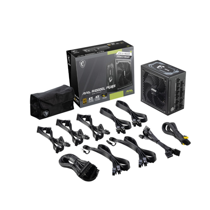Fonte Modular MSI MAG A1000GL PCIE5 1000W ATX Preta