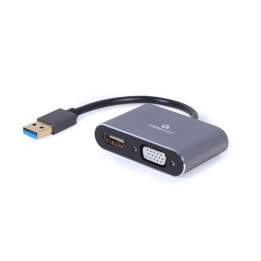 Gembird A-USB3-HDMIVGA-01 adaptador gráfico USB 3840 x 2160 pixels Cinzento