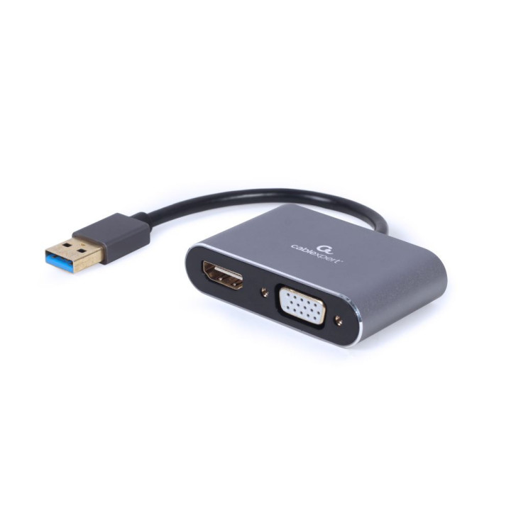 Gembird A-USB3-HDMIVGA-01 adaptador gráfico USB 3840 x 2160 pixels Cinzento