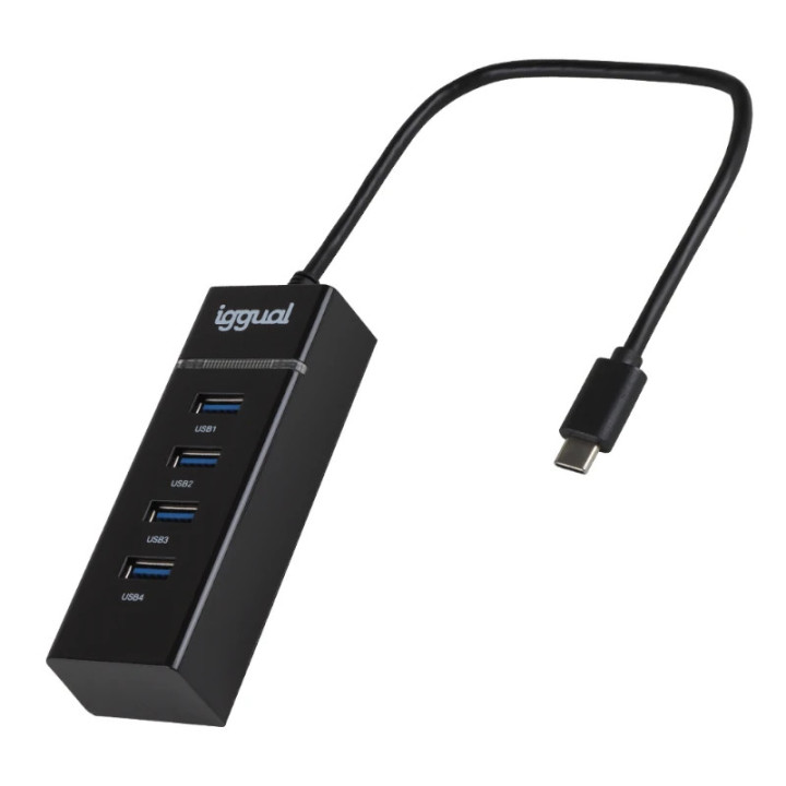 iggual IGG319239 hub de interface USB 3.2 Gen 1 (3.1 Gen 1) Type-C 5000 Mbit s Preto