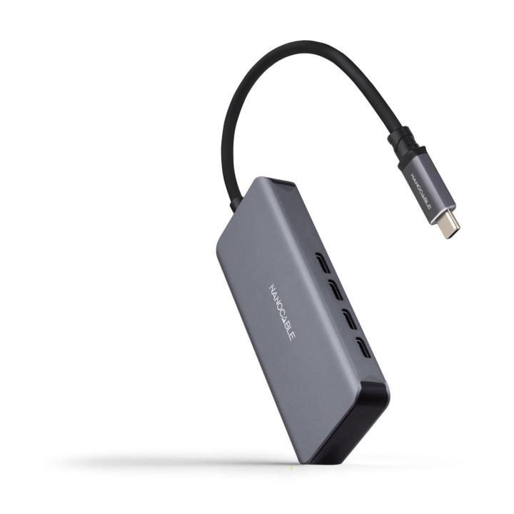 Nanocable 10.16.4504 hub de interface USB 3.2 Gen 1 (3.1 Gen 1) Type-C 5000 Mbit s Cinzento