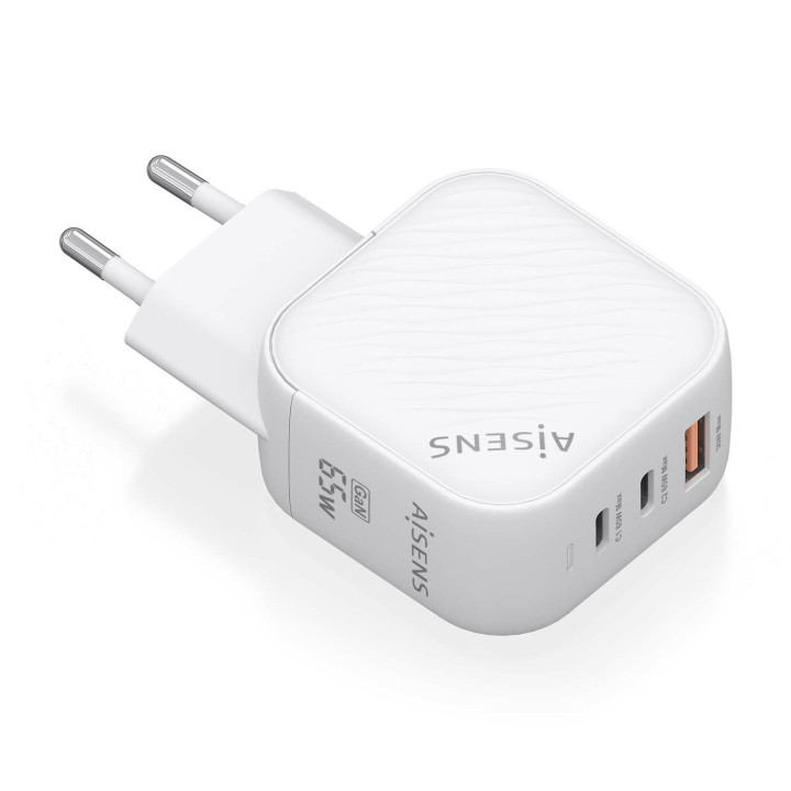 AISENS ASCH-65W3P026-W carregador de dispositivos móveis Universal Branco AC Carregamento rápido Interior