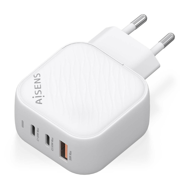AISENS ASCH-65W3P026-W carregador de dispositivos móveis Universal Branco AC Carregamento rápido Interior
