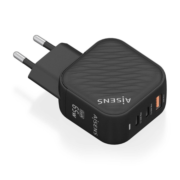 AISENS ASCH-65W3P027-BK carregador de dispositivos móveis Universal Preto AC Carregamento rápido Interior