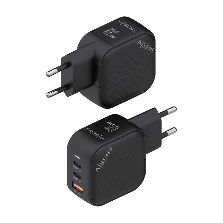 AISENS ASCH-65W3P027-BK carregador de dispositivos móveis Universal Preto AC Carregamento rápido Interior