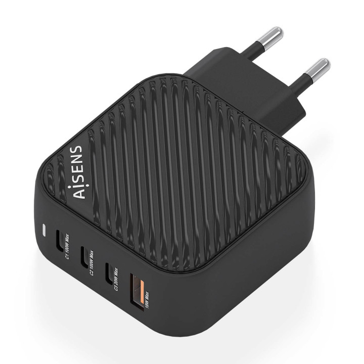 AISENS ASCH-100W4P029-BK carregador de dispositivos móveis Universal Preto AC Carregamento rápido Interior