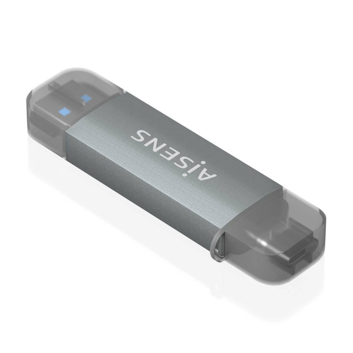 AISENS ASCR-2AC08-GR leitor de cartões USB 3.2 Gen 1 (3.1 Gen 1) Type-A Type-C Cinzento