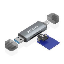 AISENS ASCR-2AC08-GR leitor de cartões USB 3.2 Gen 1 (3.1 Gen 1) Type-A Type-C Cinzento