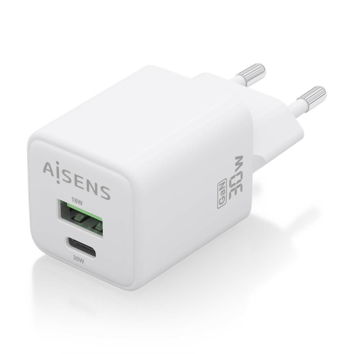 AISENS ASCH-30W2P037-W carregador de dispositivos móveis Universal Branco AC Carregamento rápido Interior