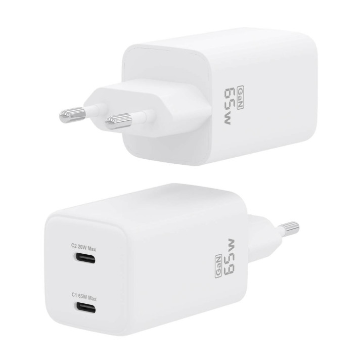 AISENS ASCH-65W2P039-W carregador de dispositivos móveis Universal Branco AC Carregamento rápido Interior