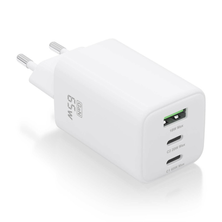 AISENS ASCH-65W3P041-W carregador de dispositivos móveis Universal Branco AC Carregamento rápido Interior