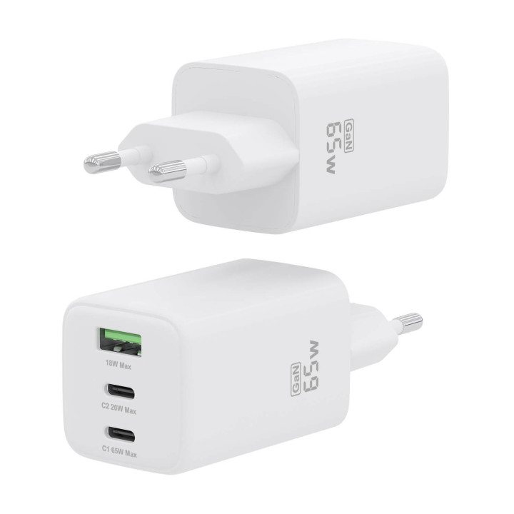 AISENS ASCH-65W3P041-W carregador de dispositivos móveis Universal Branco AC Carregamento rápido Interior
