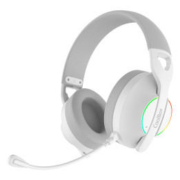CoolBox WB01 RGB Auscultadores Com fios e sem fios Fita de cabeça Jogos USB Type-C Bluetooth Branco