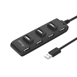 Equip 128957 hub de interface USB 2.0 480 Mbit s Preto