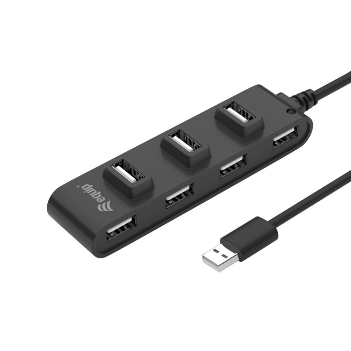 Equip 128957 hub de interface USB 2.0 480 Mbit s Preto