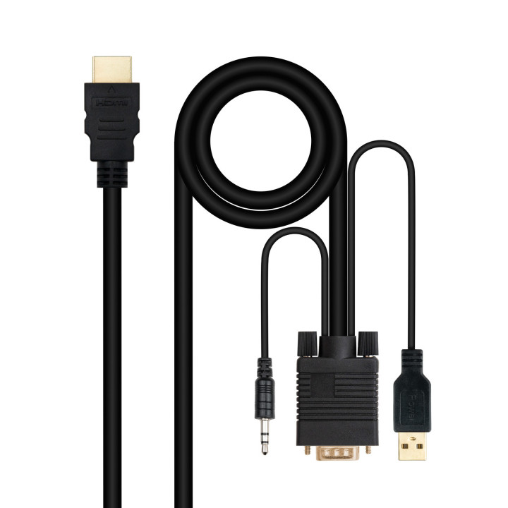 Nanocable 10.15.4350 adaptador de cabo de vídeo 1,8 m HDMI Type A (Standard) VGA (D-Sub) + 3.5mm + USB Type-A