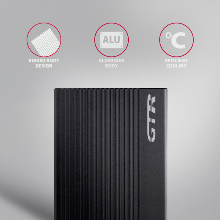 Axagon EE25-GTR USB-C 3.2 Gen 2 - SATA 6G 2.5\" externes Festplattengehäuse geriffelt Compartimento HDD SSD Preto 2.5"