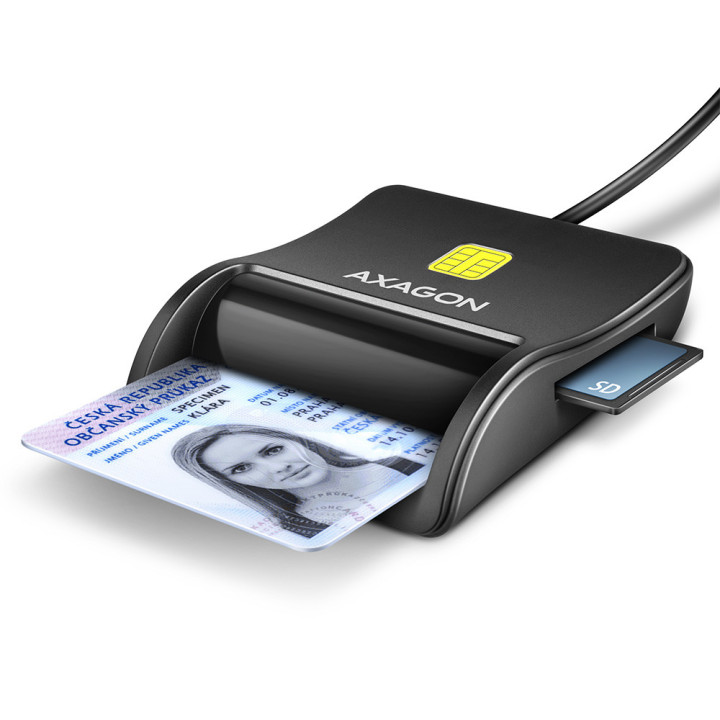 Axagon CRE-SM3SD USB Smart card & SD microSD SIM Flat leitor de smart card Interior USB 2.0 Preto