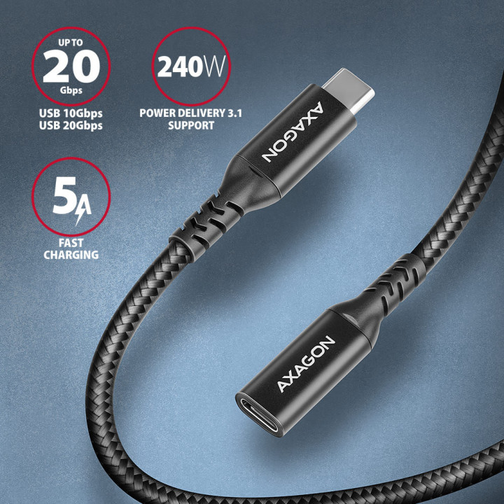 Axagon BUCM32-CF05AB cabo USB USB 3.2 Gen 2x2 0,5 m USB C Preto