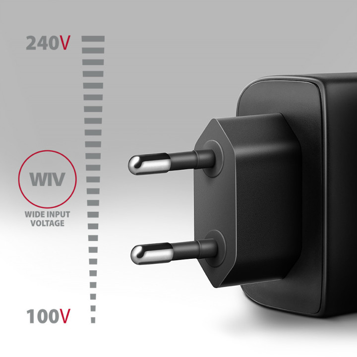 Axagon ACU-PQ45 QC 3.0, 4.0 AFC FCP PPS PD, 45W, schwarz - Netzladegerät mit USB-A und USB-C Schnittstelle Telemóvel,