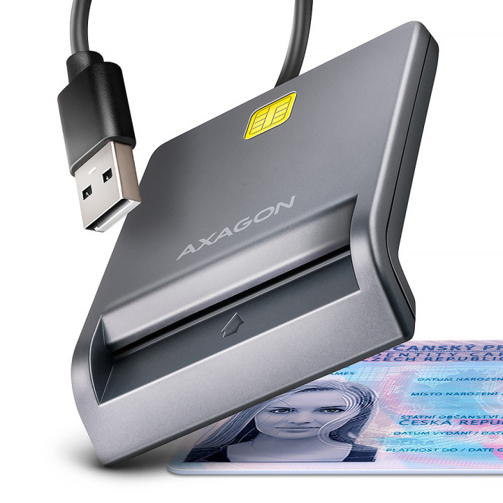 Axagon CRE-SM3T USB Smart card Flat leitor de smart card Interior USB 2.0 Preto