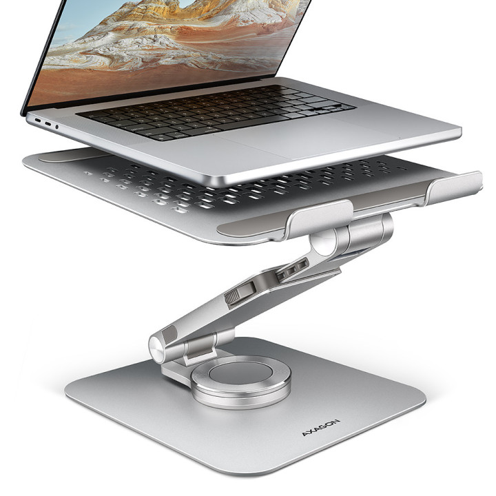 Axagon STND-LR Suporte para Computadores Portáteis Braço para computador portátil Prateado 43,9 cm (17.3")