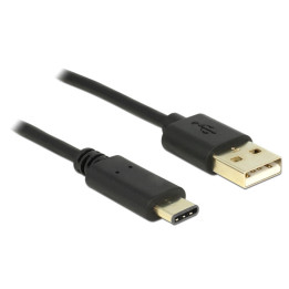 DeLOCK 2m, USB2.0-A USB2.0-C cabo USB USB A USB C Preto