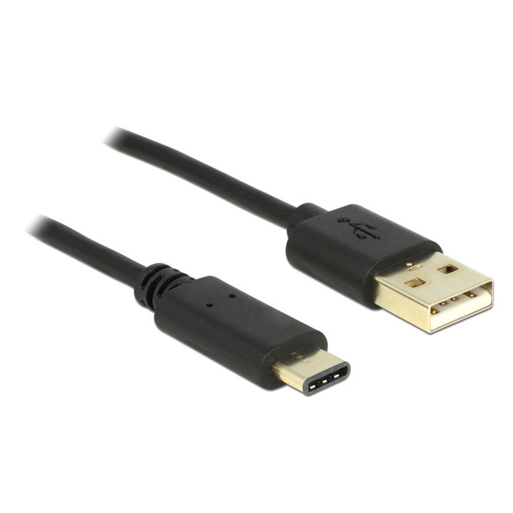 DeLOCK 2m, USB2.0-A USB2.0-C cabo USB USB A USB C Preto