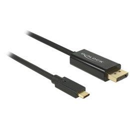 DeLOCK 85255 adaptador de cabo de vídeo 1 m USB Type-C DisplayPort Preto
