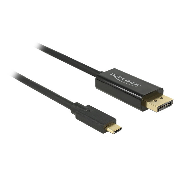 DeLOCK 85255 adaptador de cabo de vídeo 1 m USB Type-C DisplayPort Preto