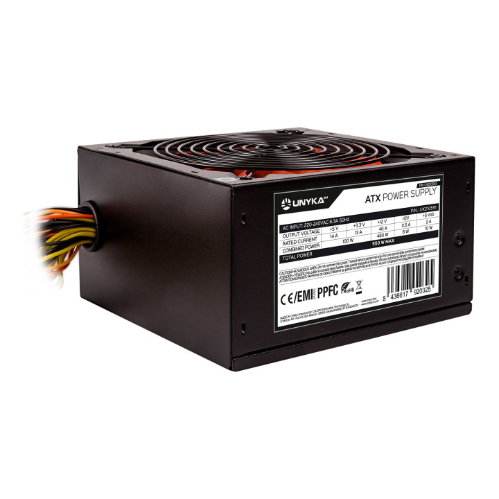 UNYKAch UK210551 fonte de alimentação 550 W 20+4 pin ATX ATX Preto, Vermelho