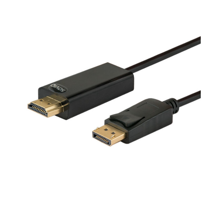 Savio CL-56 adaptador de cabo de vídeo 1,5 m DisplayPort HDMI Type A (Standard) Preto