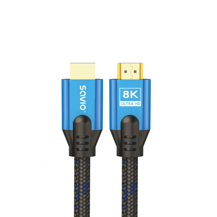 Savio HDMI (M) v2.1 cable 5m 8K copper blue-black golden tips CL-169 cabo HDMI HDMI Type A (Standard) Preto, Azul