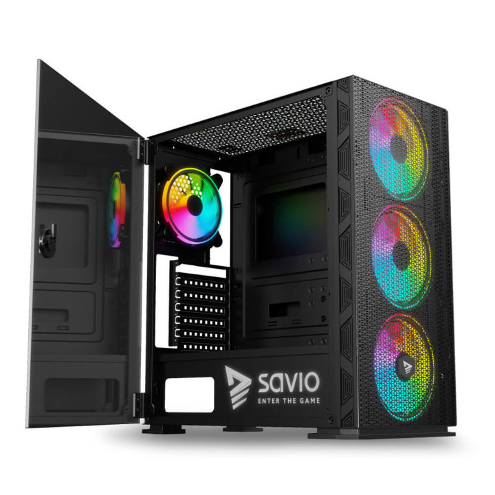 Savio SAVGC-RAPTORX1 caixa para computador Midi Tower Preto