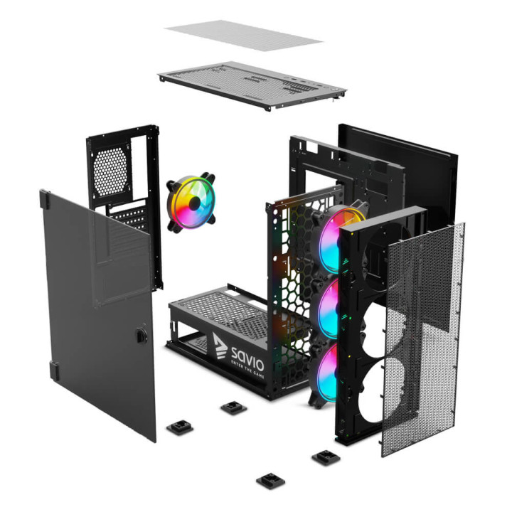 Savio SAVGC-RAPTORX1 caixa para computador Midi Tower Preto