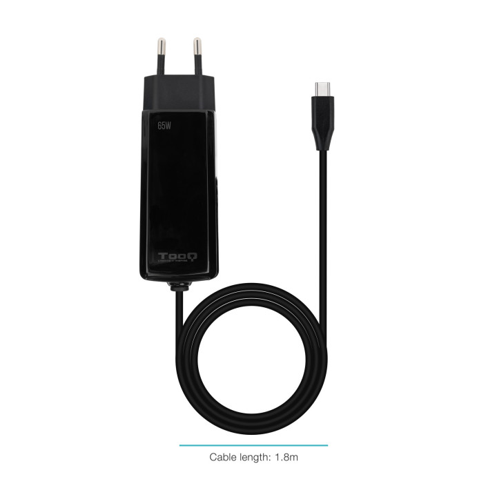 TooQ TQLC-USBCGAN65PD-C carregador de dispositivos móveis Computador portátil, Universal Preto AC Interior