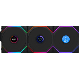 Ventoinha Lian Li UNI FAN TL120 LCD Wireless RGB Reverse PWM Preto 120mm (Pack 3)