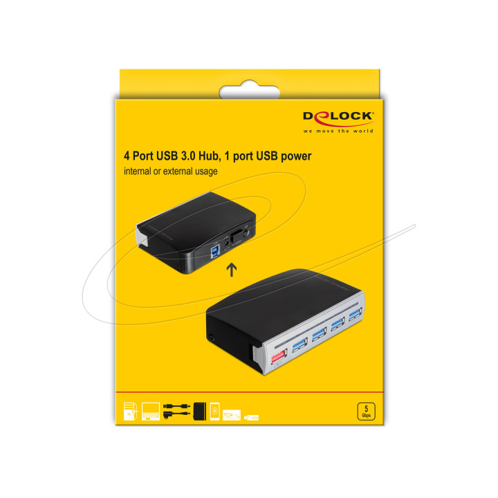 Hub Delock 4 Port USB 5 Gbps , 1 port USB power internal / external