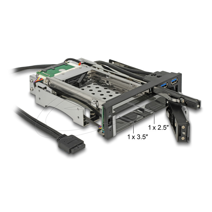 Delock 5.25″ Mobile Rack for 1 x 2.5″ + 1 x 3.5″ SATA HDD + 2 x USB