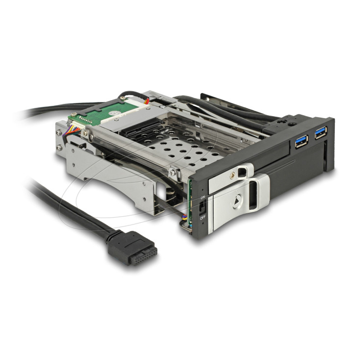 Delock 5.25″ Mobile Rack for 1 x 2.5″ + 1 x 3.5″ SATA HDD + 2 x USB