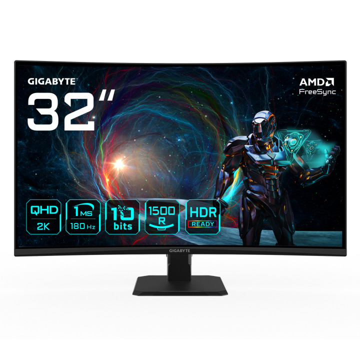 GIGABYTE GS32QCA LED display 80 cm (31.5") 2560 x 1440 pixels Quad HD Preto