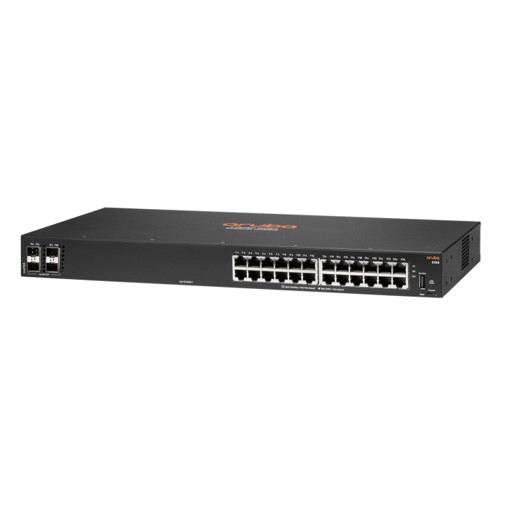 HPE Aruba Networking 6100 24G 4SFP+ Gerido L3 Gigabit Ethernet (10 100 1000) 1U Preto